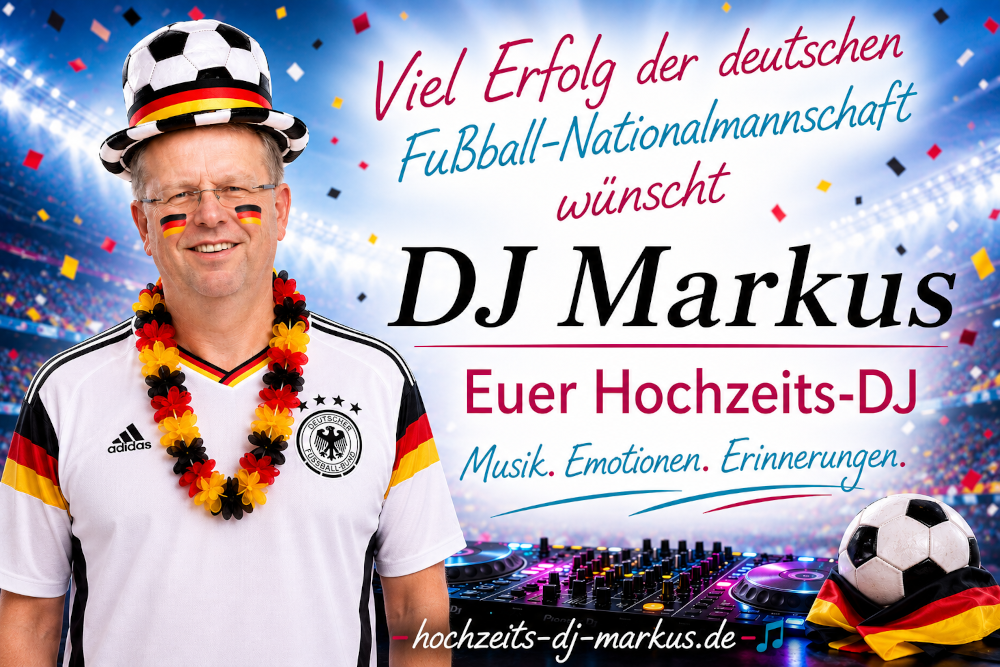 Hochzeits-DJ Markus Saxert wünscht der deutschen Mannschaft viel Erfolg bei der Fußball-WM 2026